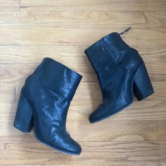 RAG & Bone sz 7 black boots back zip 4” heel great pre owned condition - Picture 1 of 8